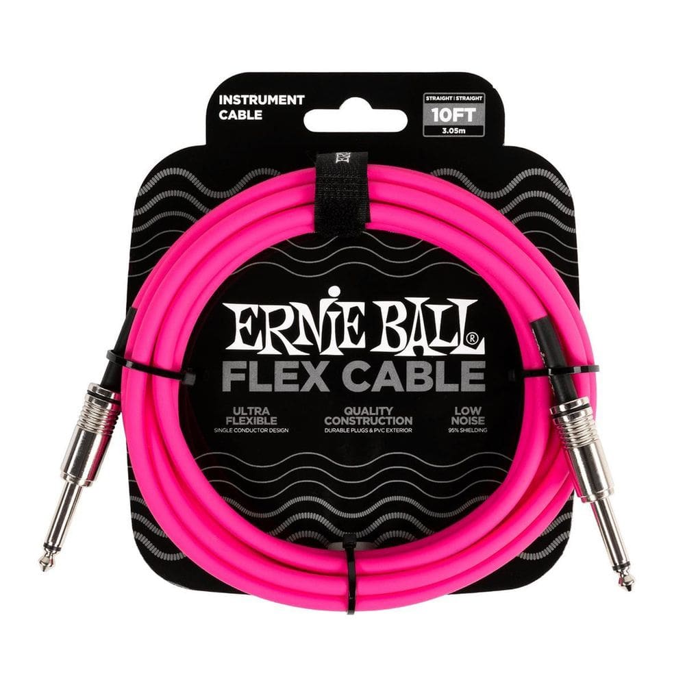 Cabo Ernie Ball Flex P10 Reto 10Ft 3,05M Rosa