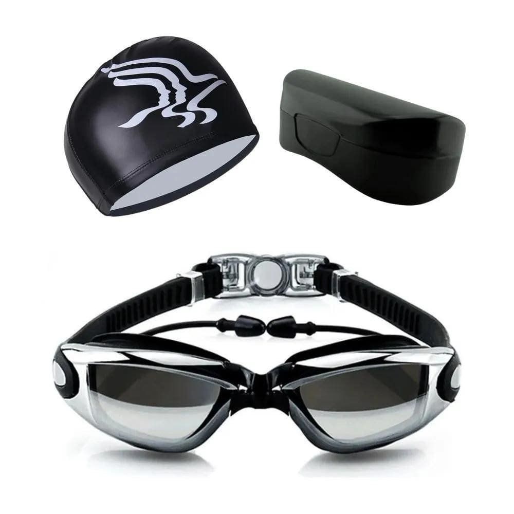 2X Óculos Touca Estojo Natação Mergulho Hero Band Lentes Uv