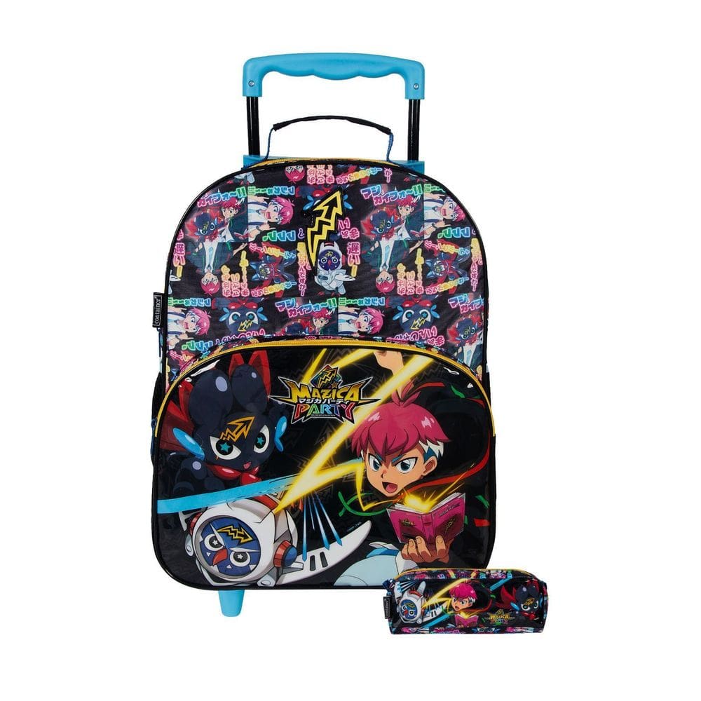 Kit Escolar Mazica Anime Mochila Rodas + Estojo Simples