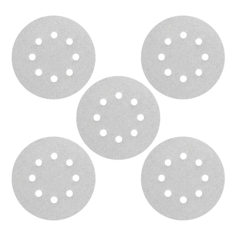 Combo 50 Disco Lixa Pluma Branco 125Mm 8 Furos Roto Orbital