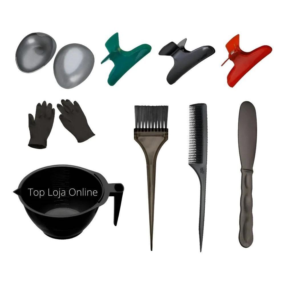 Kit Cumbuca, Pincel, Pente, Espátula, Piranhas E Luvas