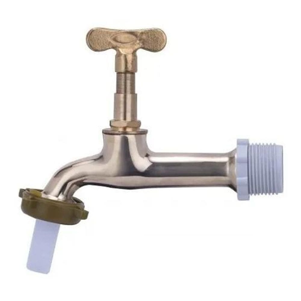 2X Torneira Curta Jardim E Tanque Metal 1130 1/2X3/4 Amarela