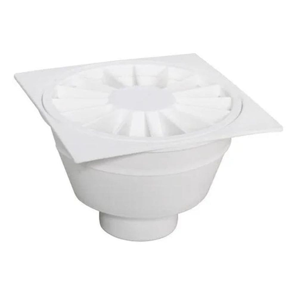 2X Ralo Sifonado Redondo Com Suporte Quadrado Branco Astra