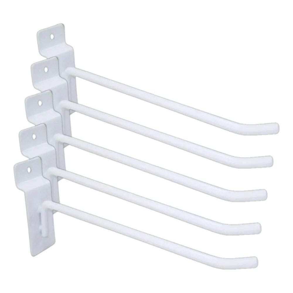 2X Kit 100 Gancho Para Painel Canaletado Cor Branco 15Cm