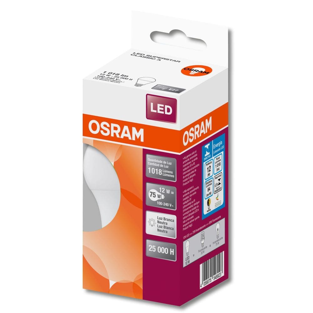 Kit 50 Lampadas Led Cla75 12W 4000K 1018Lm Biv E27 - Osram