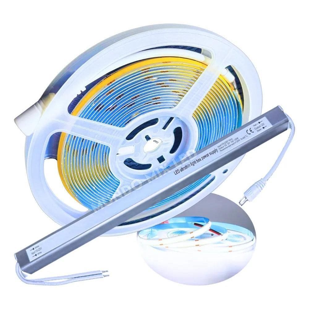 2X 05Metros Fita Led Cob 1800Led Para Perfil + Fonte Ultra S