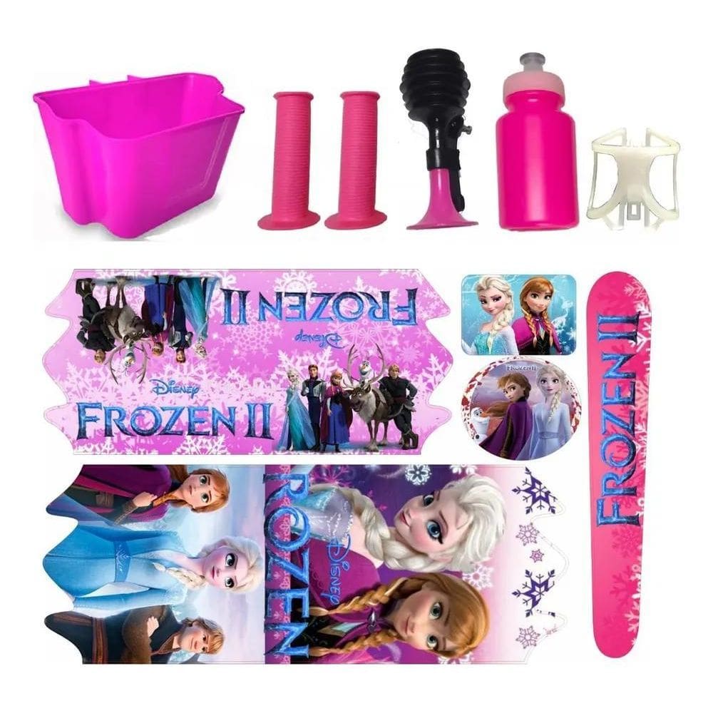 2X Adesivo Cesta Bicicleta Infantil Buzina Manopla Frozen Ar
