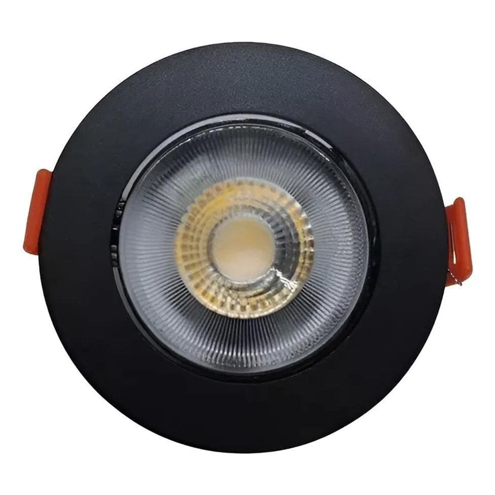 2X Spot Preto Redondo 7W Smd Led Direcionável Embutir 110/22