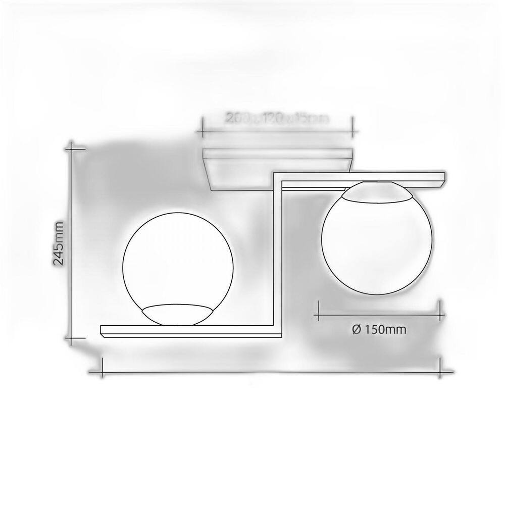 Lustre Plafon Havana 2 Startec Preto 46Cm - Alumínio E Vidro