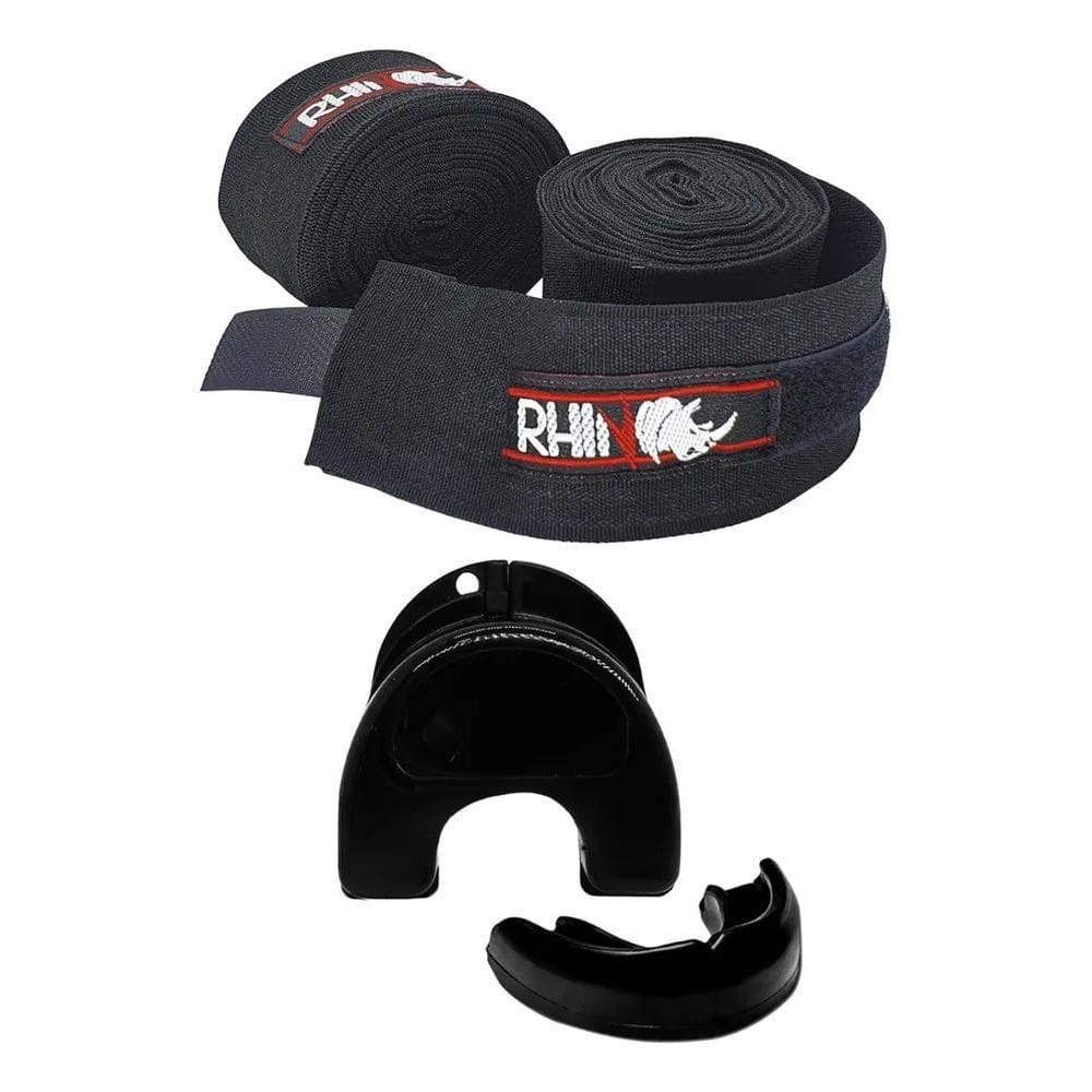 2X Kit Boxe Muaythai Protetor Bucal + Bandagem Pro Rhino 5M