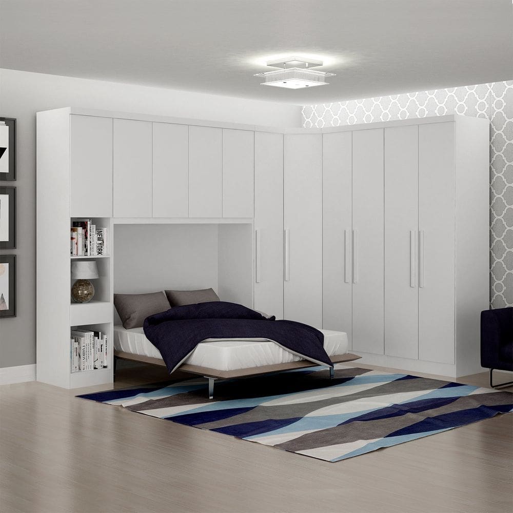 Guarda-roupa Casal 11 Portas 5 Peças Modulado Cairo Neve