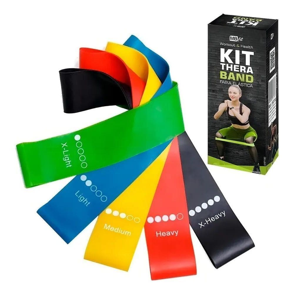 Kit 5 Mini Bands Funcional Faixa Elástica Thera Band Mbfit