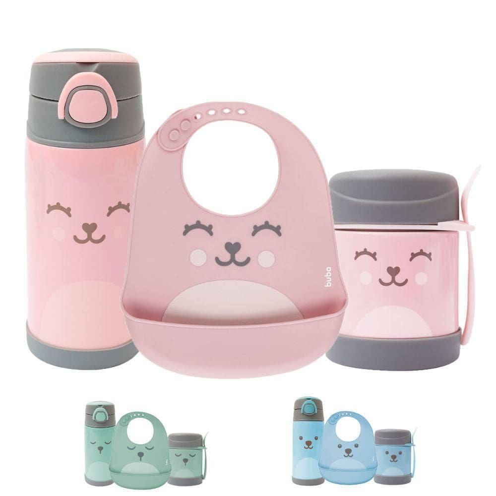 Kit Copo Parede Dupla Água Suco, Pote Termico Papinha E
