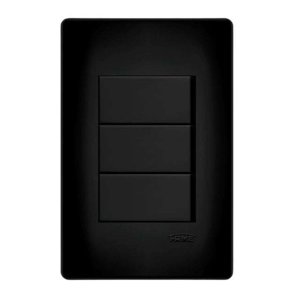 Interruptor Triplo Simples 16A Fame Placa 4X2 Habitat Black