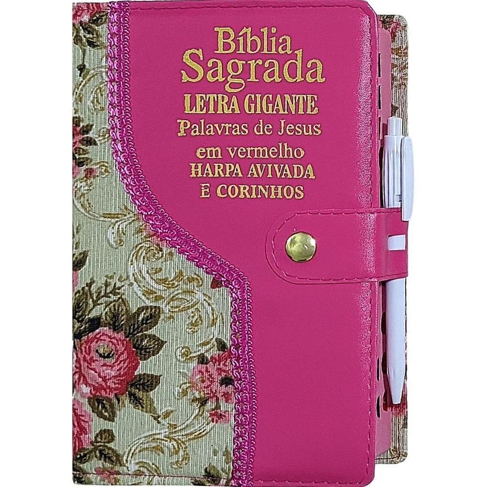 Bíblia Sagrada Almeida Com Harpa Feminina Botão Caneta Model