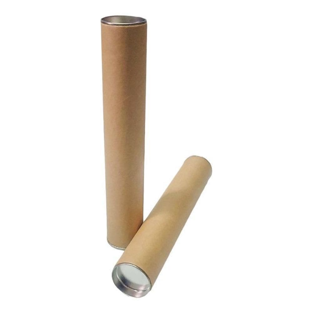 03 Tubo Postal De Papelão 25Cm X 4Cm Tampa Metálica