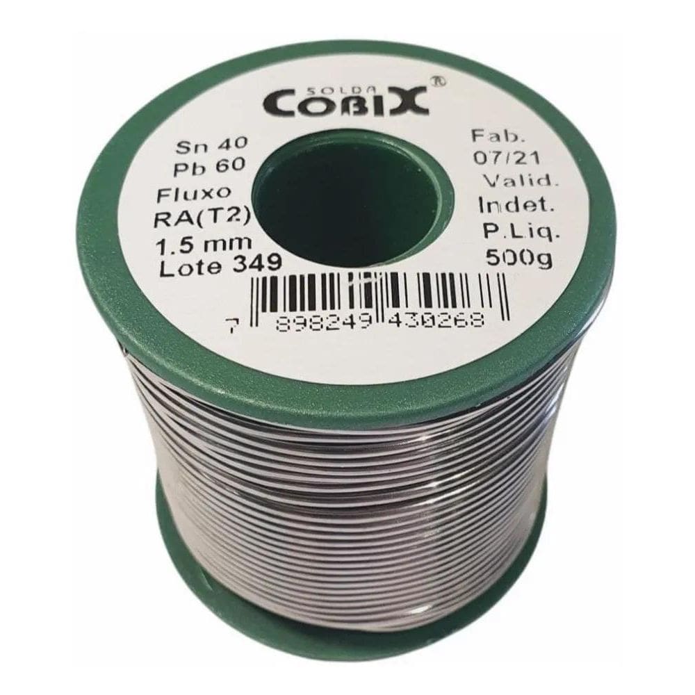 2X Solda Estanho 40X60 1.5Mm Carretel 500G Com Fluxo - Cobix