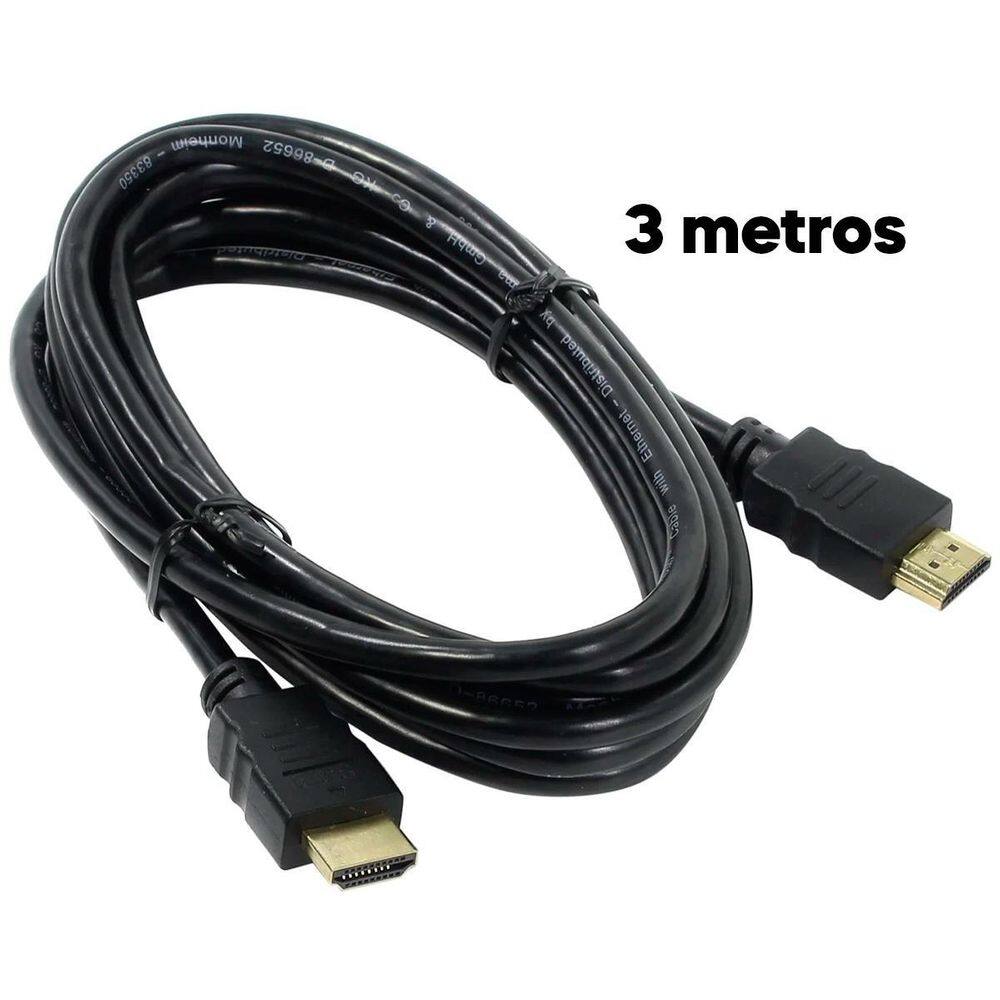 Cabo Hdmi 3 Metros 4K Hd Full Hd Para Tv Monitor E Pc