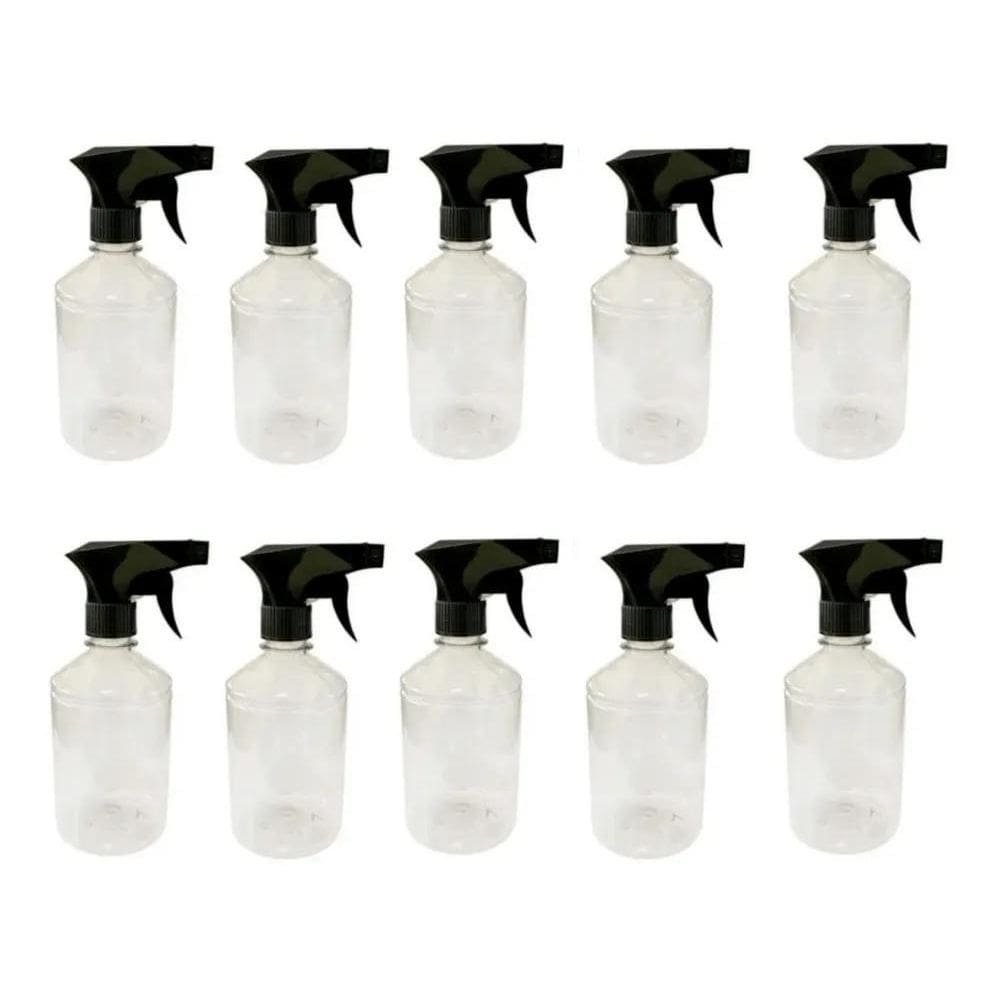2X Kit 10 Frasco Pulverizador / Borrifador Preto 500Ml