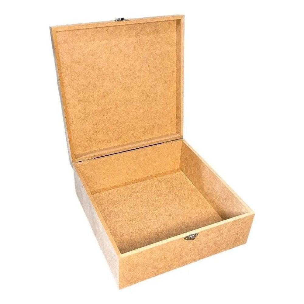 Organizadora Lisa Em Mdf Cru Caixa Com Fecho 25X25X10