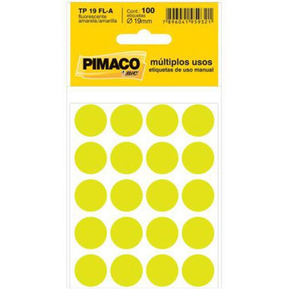 Etiqueta Adesiva Tp19 Amarelo Fluorescente Pimaco