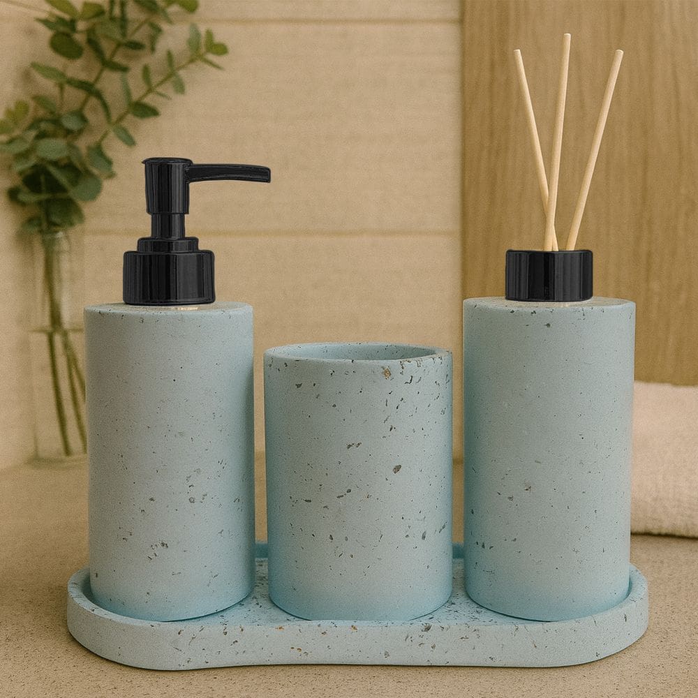 Kit Lavabo Banheiro Com Bandeja Luxo Saboneteira Aromatizador