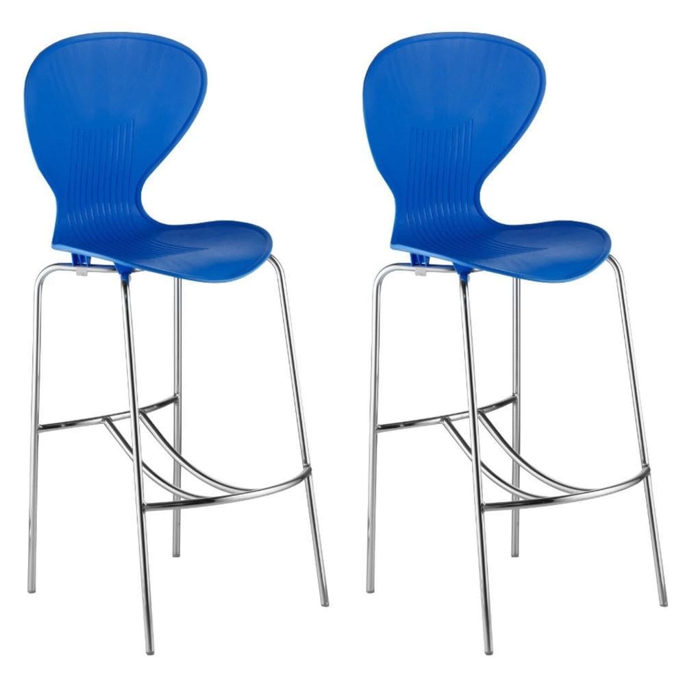 Conjunto 2 Banquetas Alta com Encosto Flash Azul