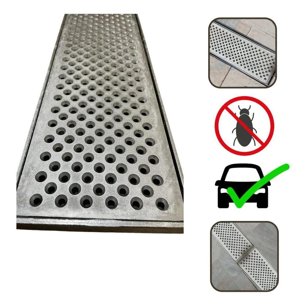 2X Ralo Linear Grelha Pluvial 15X100 Alumínio Ante Insetos P