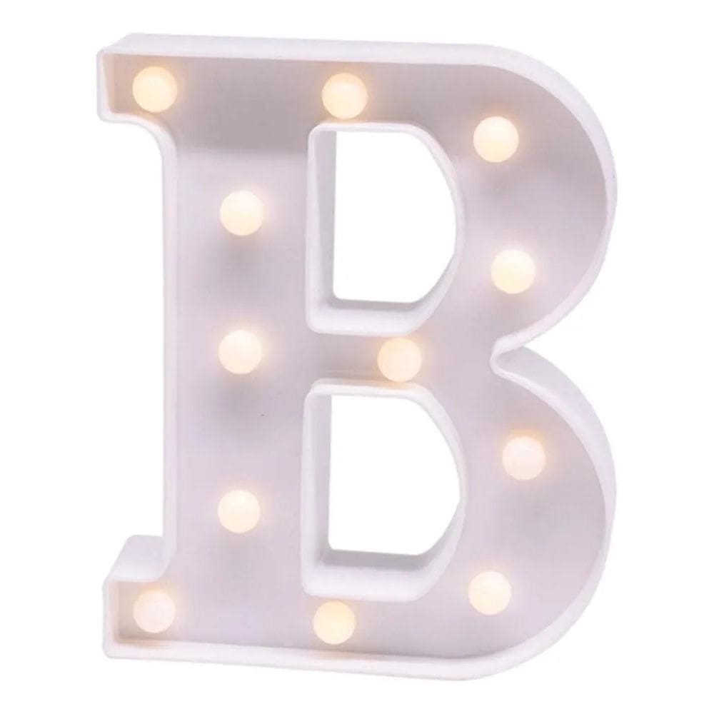 2X Luminária Decorativa Led 3D Letra B Branca 21Cm Decor Fes