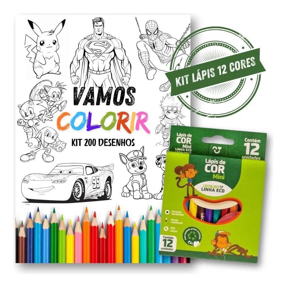2X Kit 200 Desenhos Para Pintar - Temas Variados - 1 P/Folha