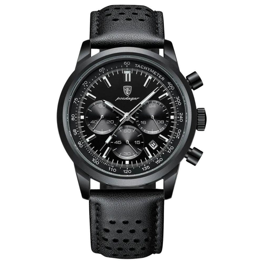 Relógio Masculino Cronógrafo Poedagar Militar Material Aço Inoxidável Preto