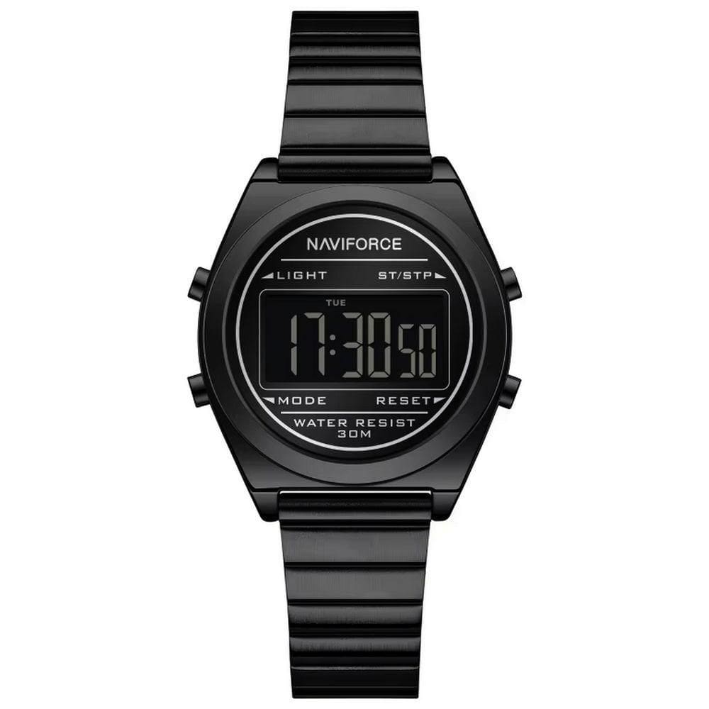 Relógio Digital Feminino Com Pulseira De Aço Inoxidável De Quartzo Elegante Preto