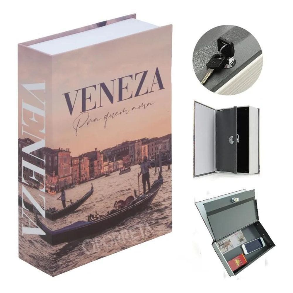 2X Cofre Camuflado Com Chave Formato Livro Porta Joias