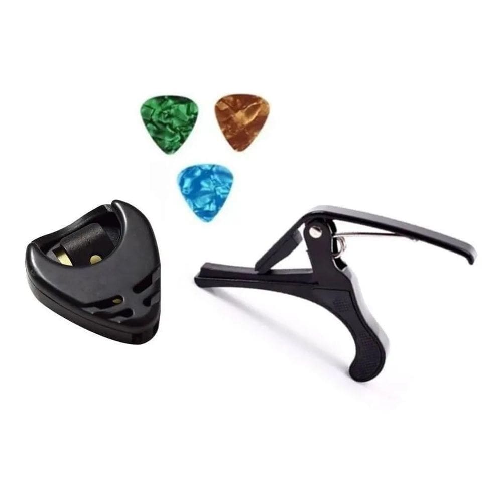 2X Kit Capotraste Porta Palhetas 3 Palhetas