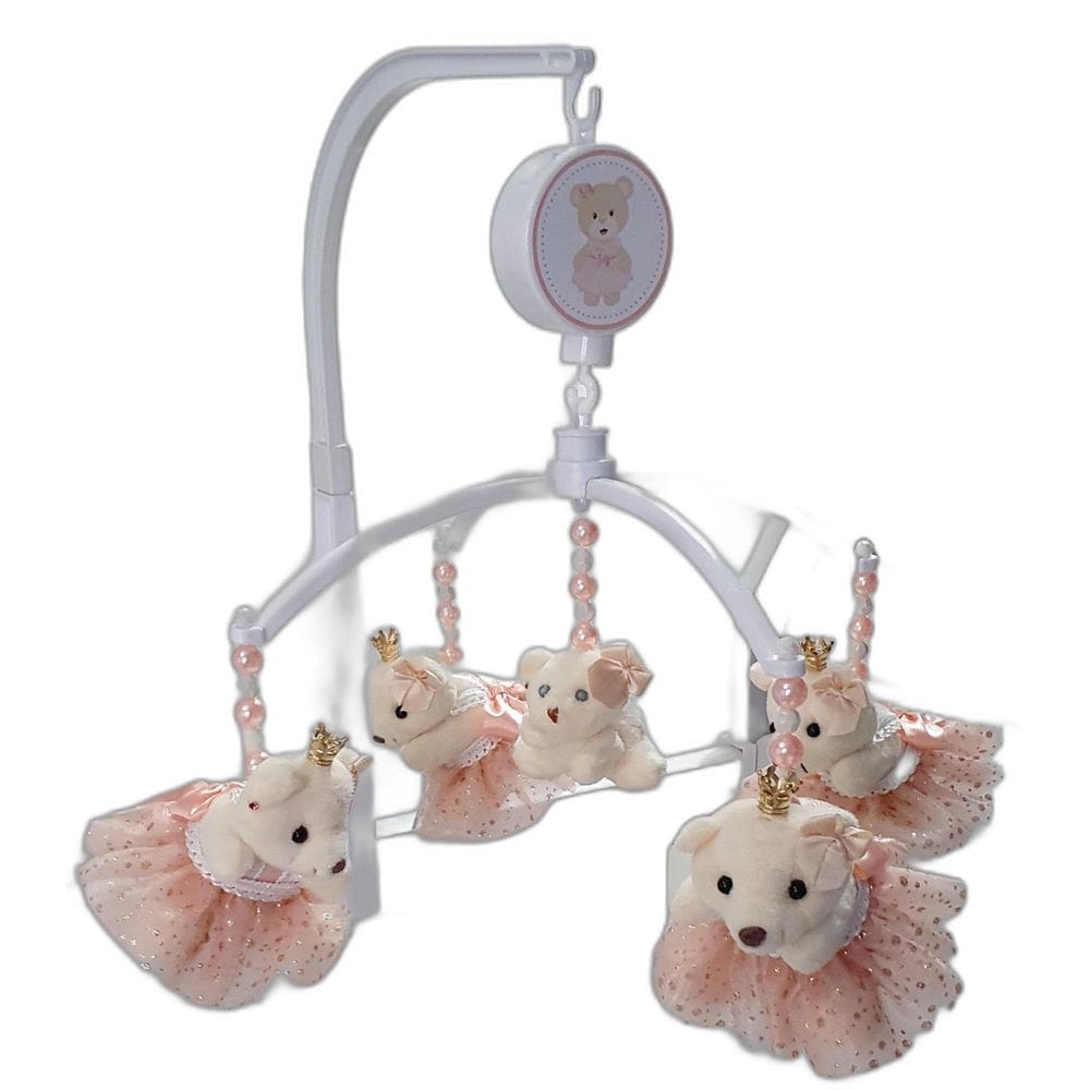 Mobile Para Berço Musical Giratório Ursa Princesa Rosé
