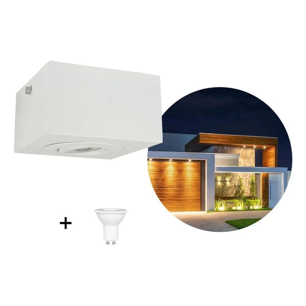 2X Spot Para Beiral Sobrepor Teto Dicroica Led Incluso Cor B