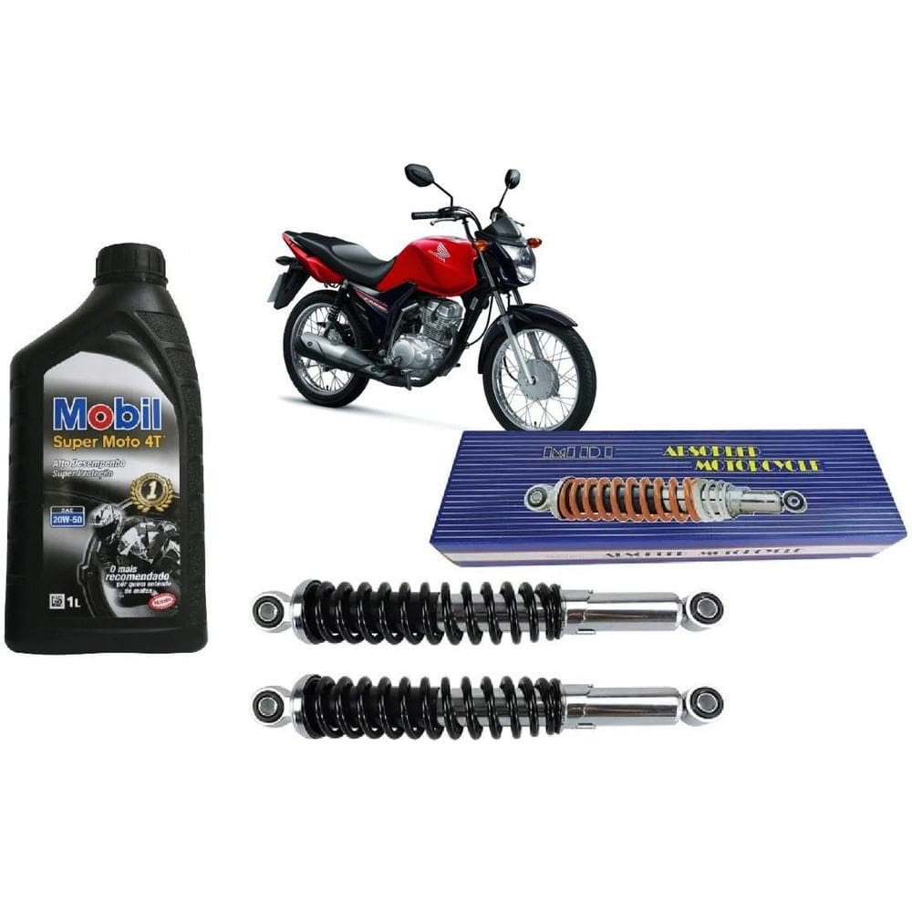 Par Amortecedores + Óleo Mobil 20W50 Cg Titan Fan Ate 2013