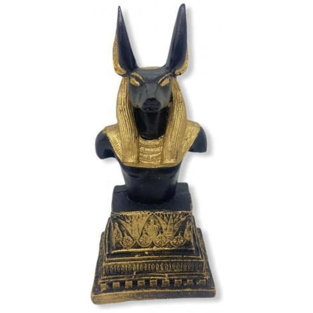 Escultura Busto Anúbis Preto Com Dourado 15,5 Cm Em Resina