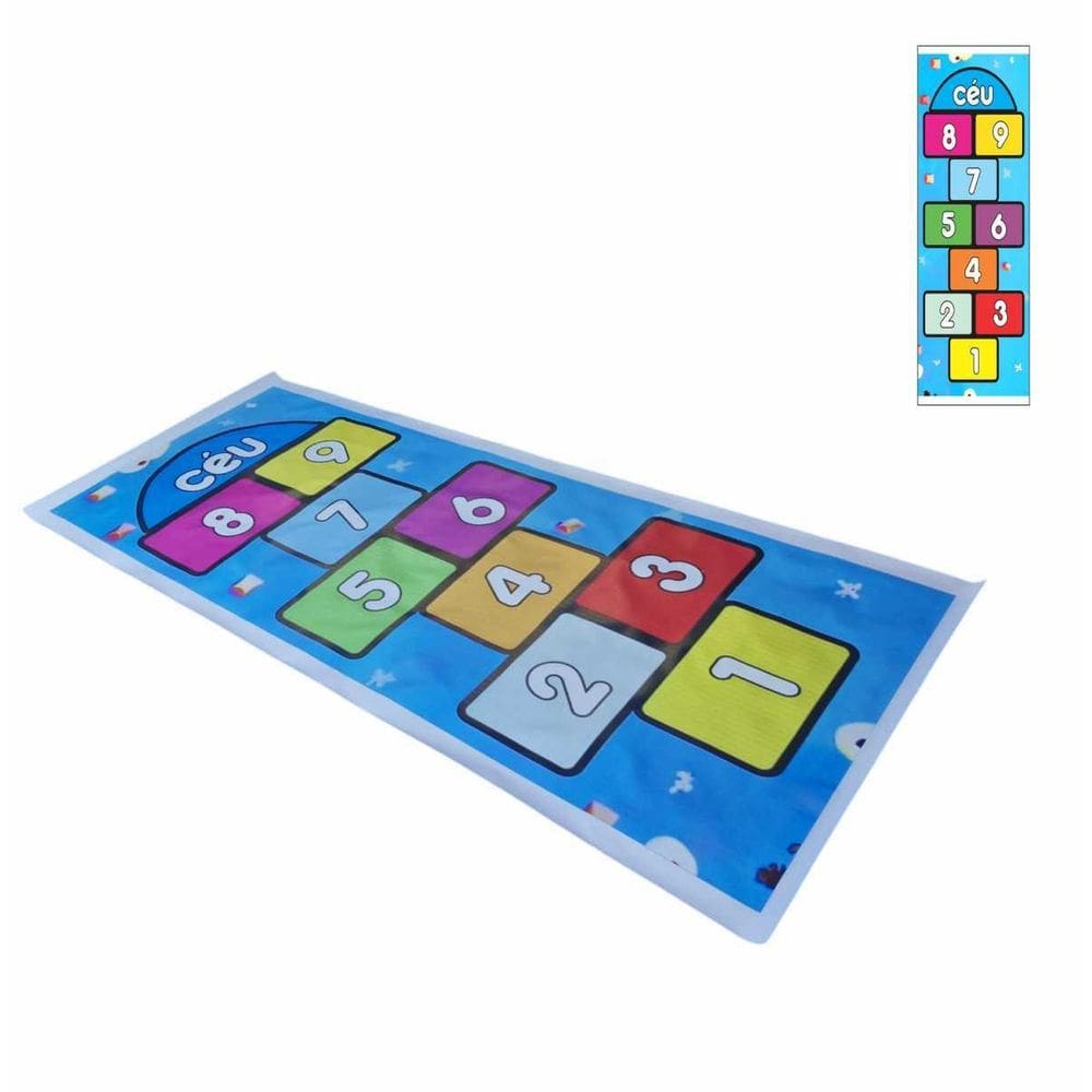 Tapete Infantil Amarelinha Brincadeira Kids Pedagogico Azul