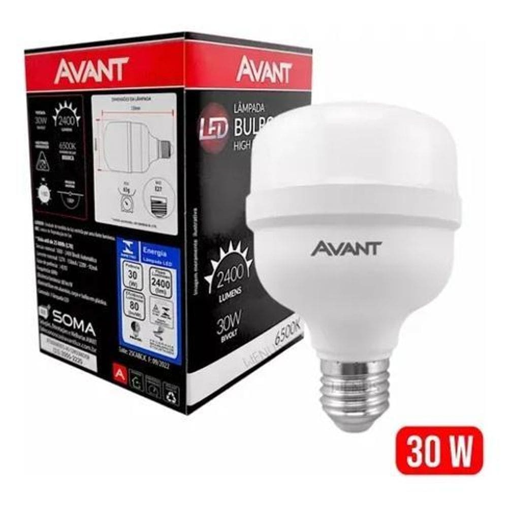 2X 1 Lampadas Led Bulbo 30W Avant Branca 6500K E27