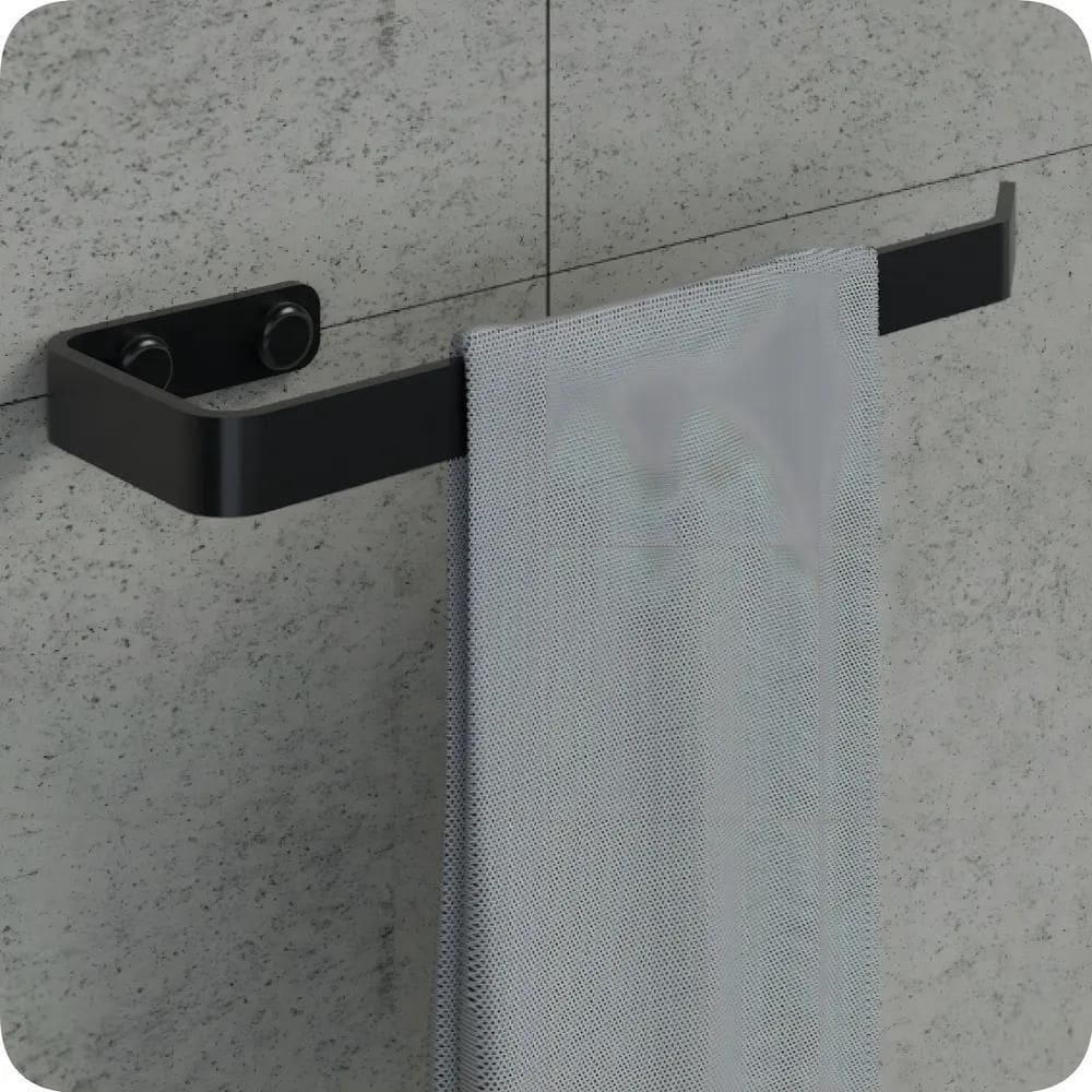 2X Porta Toalha De Rosto Quadrado Preto Fosco
