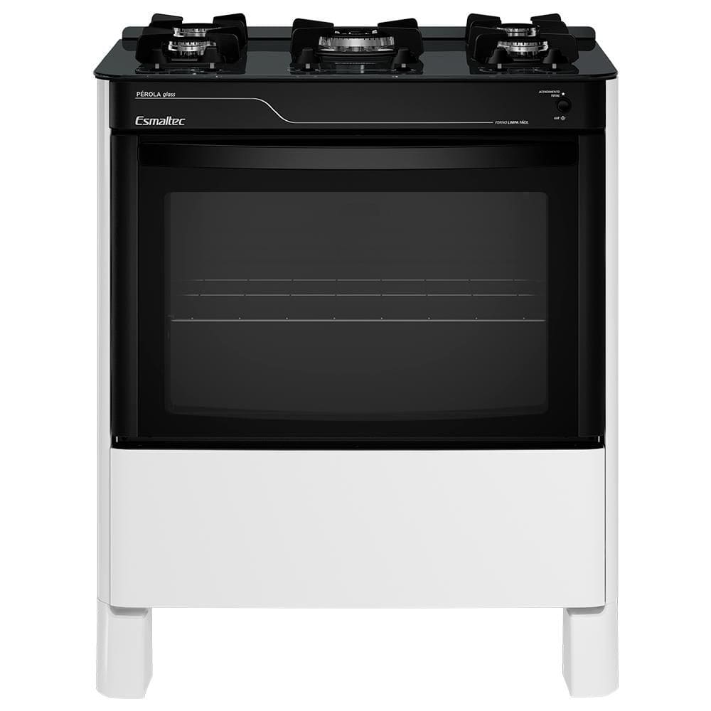 Fogão 5 Bocas Esmaltec Pérola Glass Branco Mesa em Vidro - Bivolt - 5115