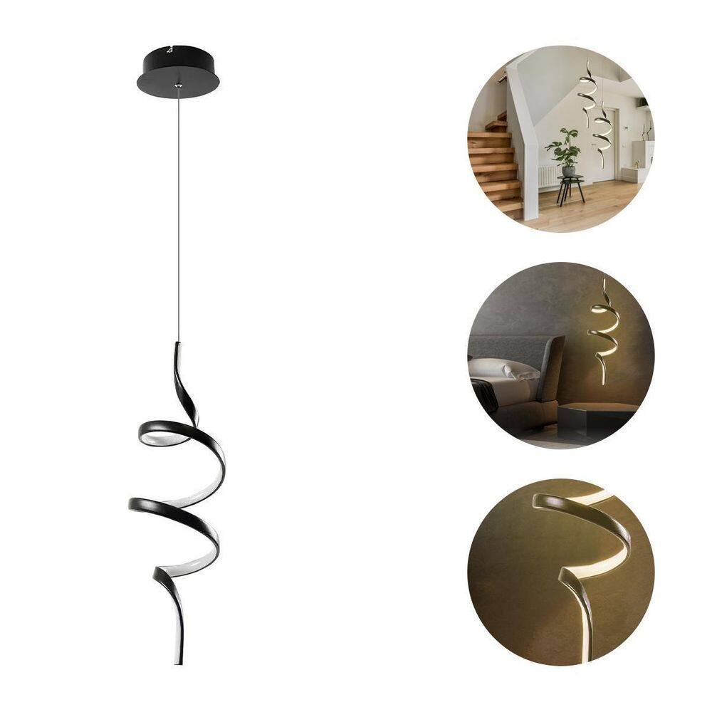 Lustre Pendente Moderno Led Luz Quente 3000K Preto Worm 18W