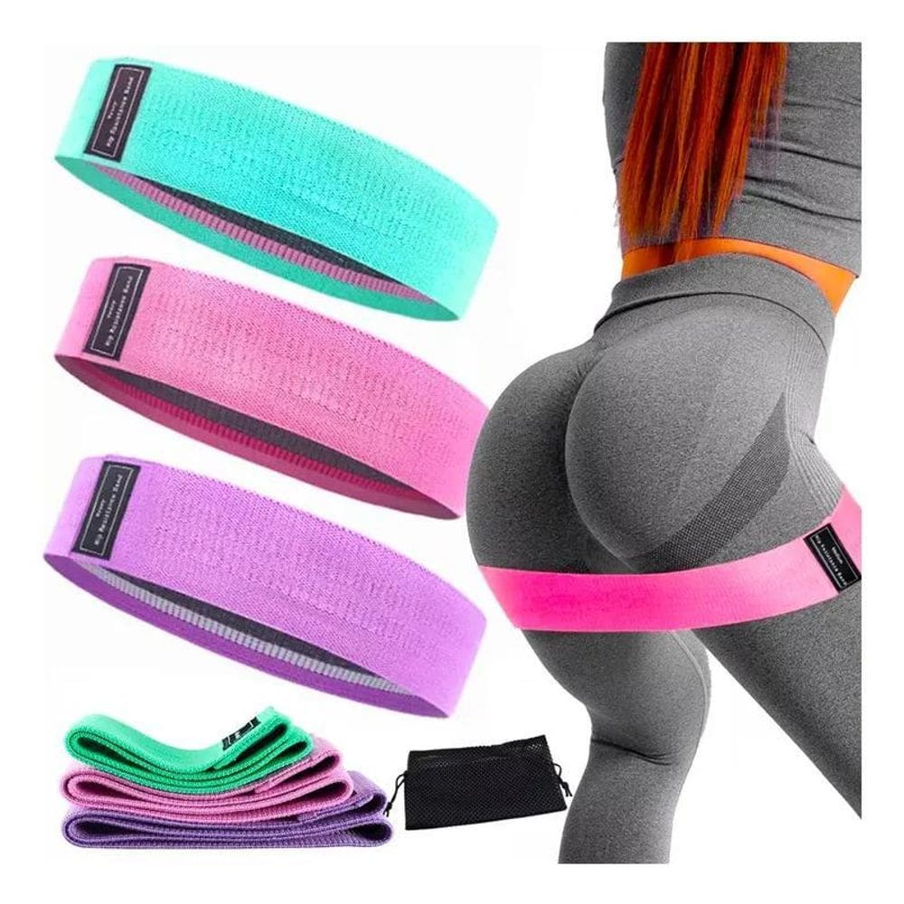 2X Kit 3 Faixa Elastica Mini Band Para Treino Extensor