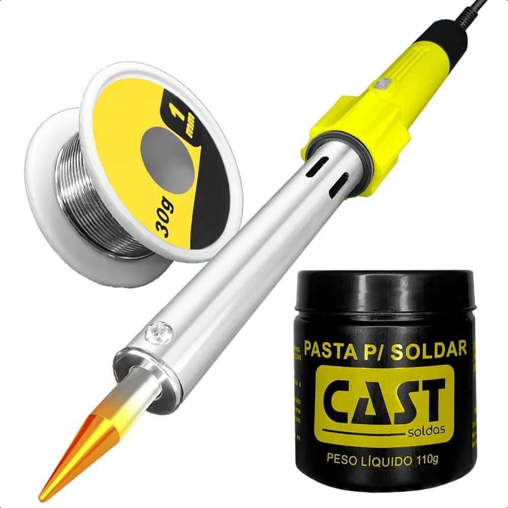 2X Ferro De Solda Profissional Elétrico 100W Com Fio Estanho