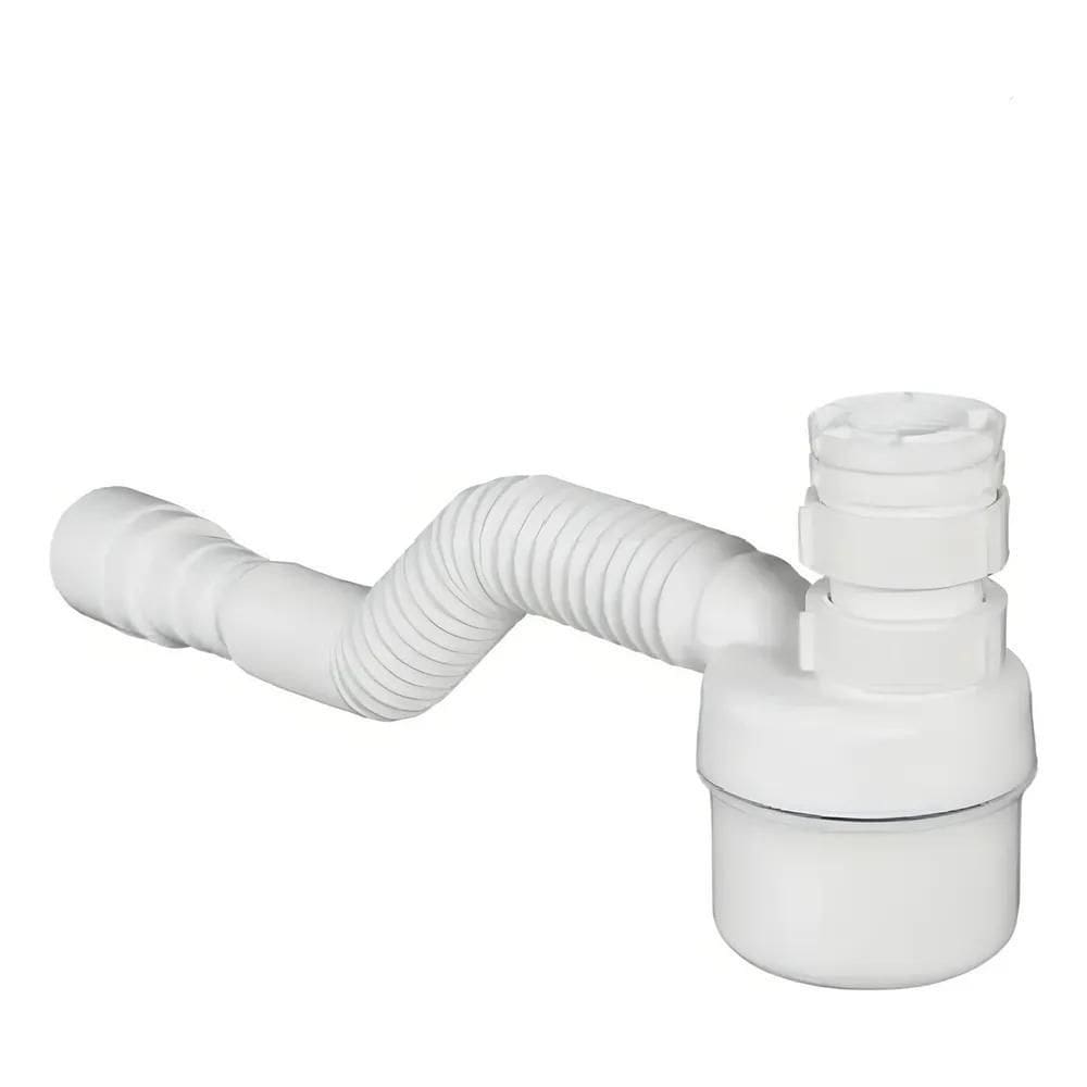 2X Sifão Com Copo Universal Ajustável Flexível Branco Tigre