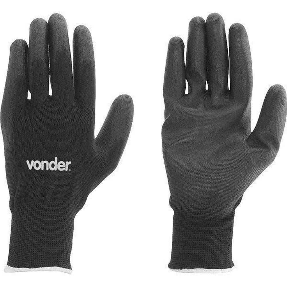 Luva De Poliéster Com Poliuretano Preta Tamanho 8 Ppv 1008 V