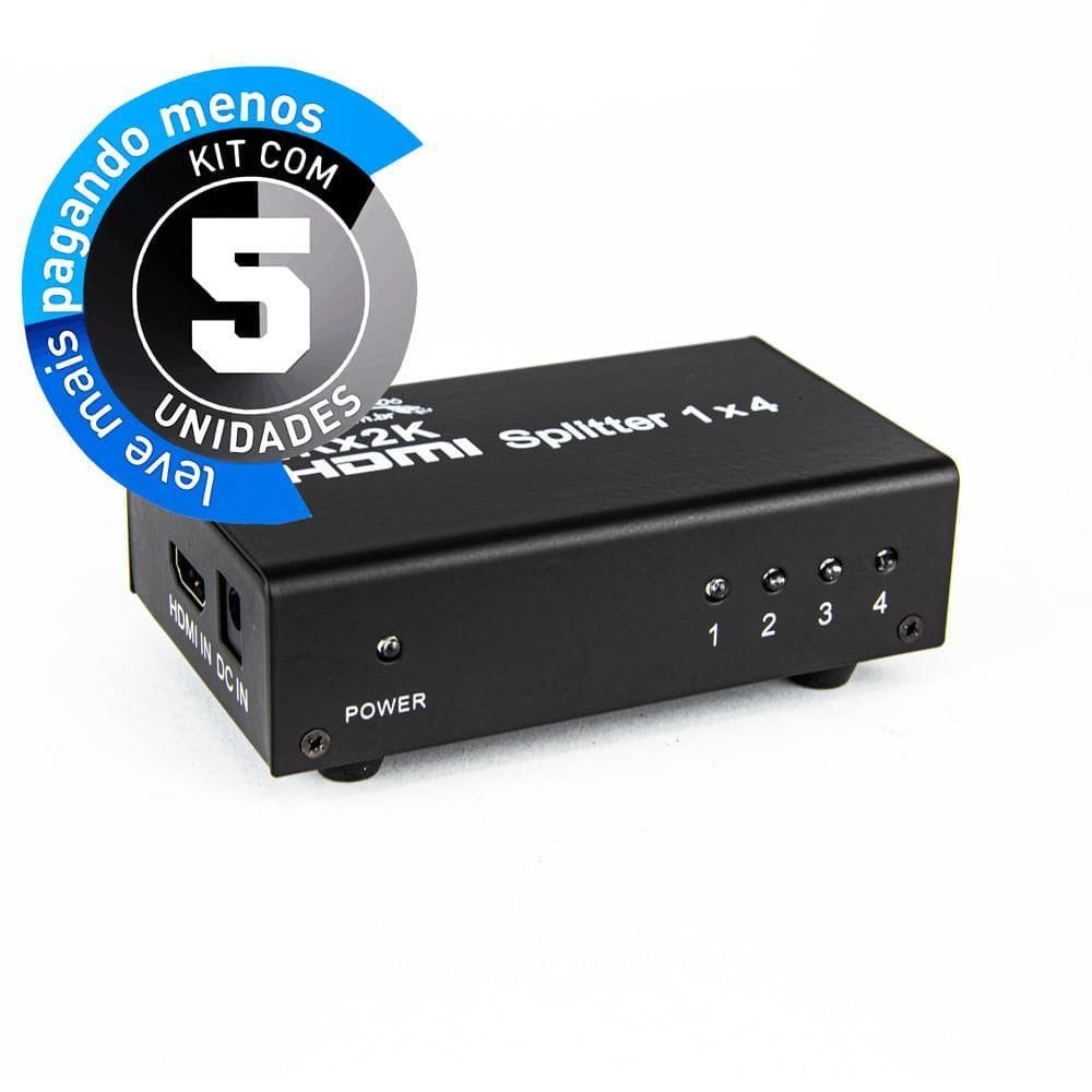 Kit Com 5 Splitter Hdmi 1 Entrada 4 Saídas,