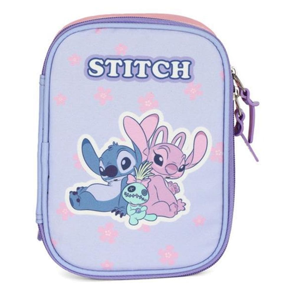Estojo 100 Pens Escolar Juvenil  Stitch Atoalhado
