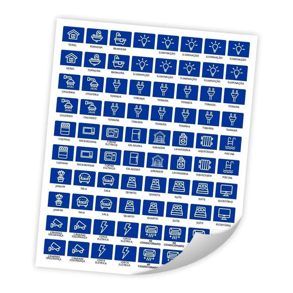 2X Etiqueta Disjuntor Quadro Força Azul 80 Uni